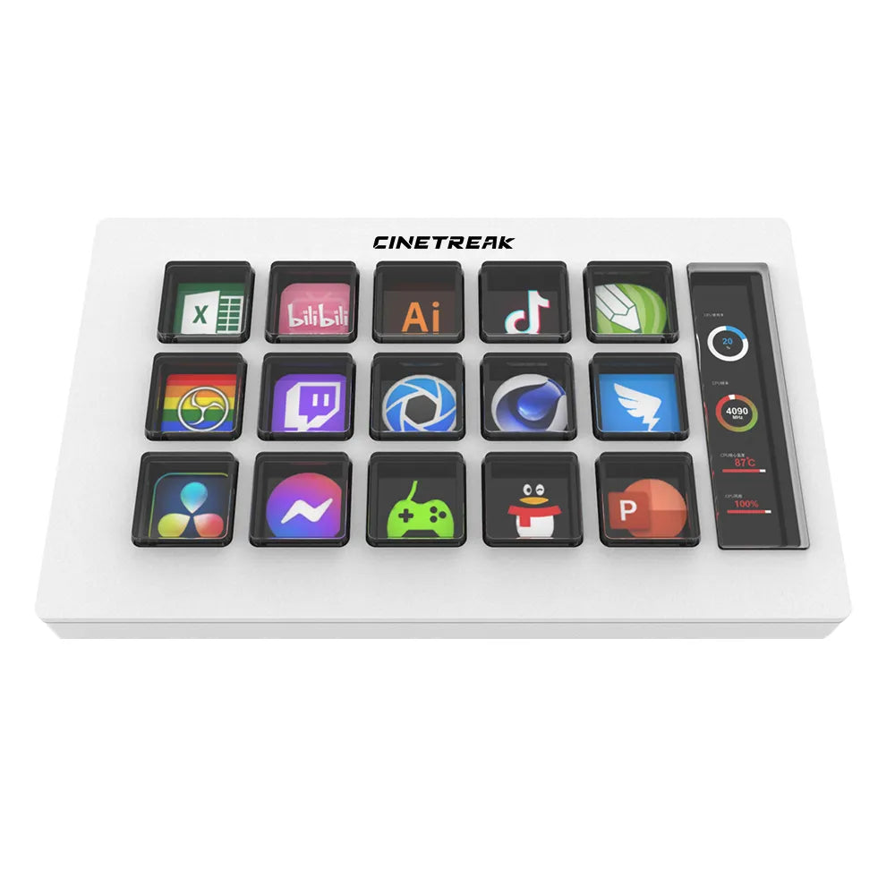 CineTreak CT-SD15 15-Key Smart Streaming Control Console for Studio Integration, Macro Automation & Live Broadcast Production