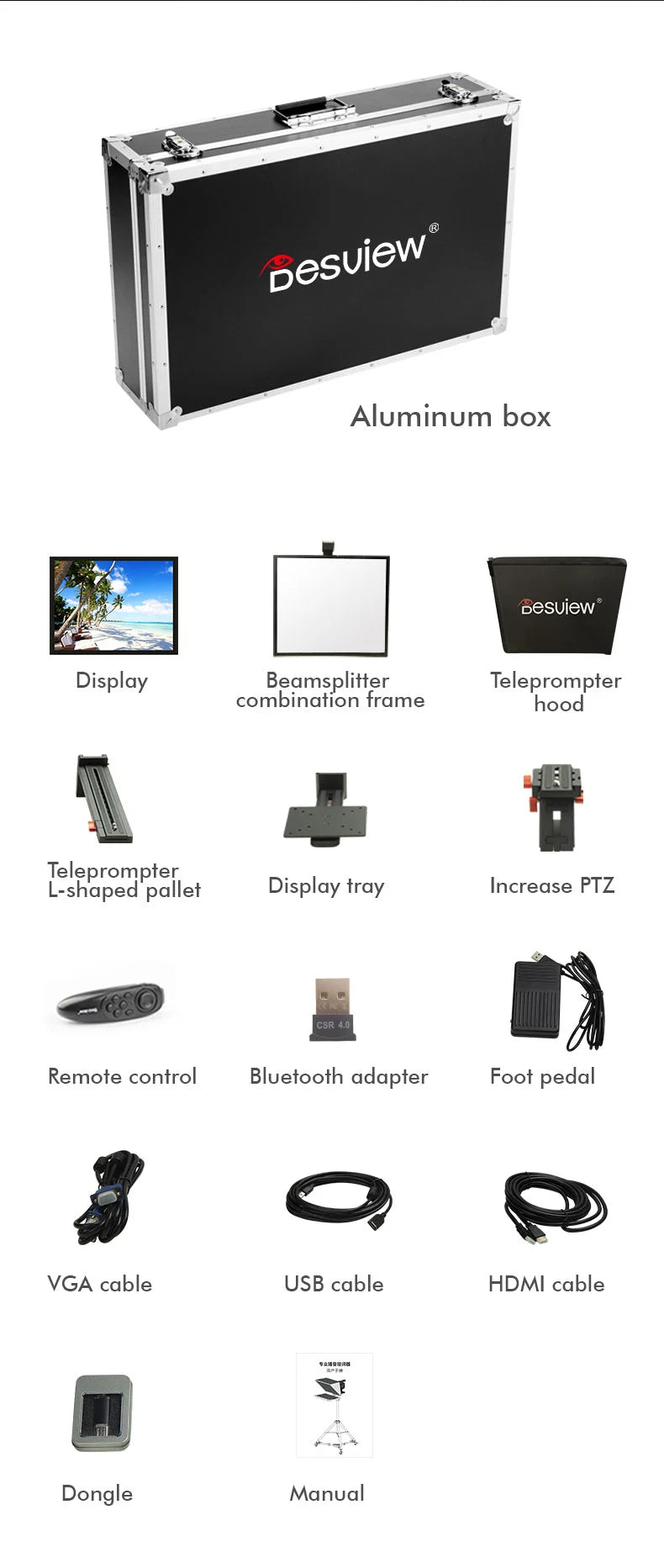 Desview T22 Teleprompter Set with 21.5" Self-Reversing Monitor