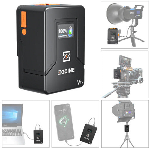 Batteria V-Mount ZGCINE ZG-V99 V2 99Wh 6800mAh: Mini, Leggera Con Uscite D-TAP, USB-C PD 65W, BP - Per Fotocamere E Luci LED - 3