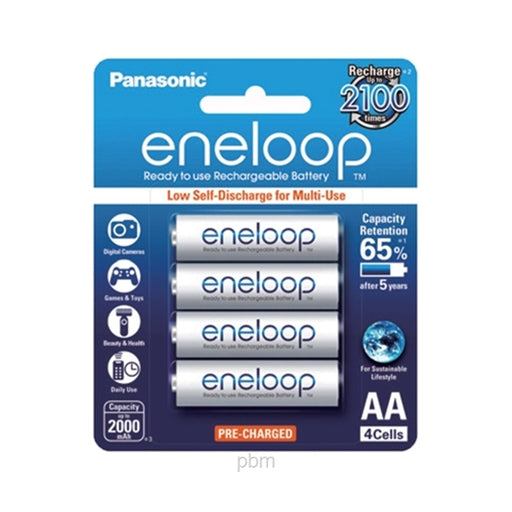 Panasonic Eneloop BK-3MCCE/4BT2 AA Rechargeable Batteries X4 (White)