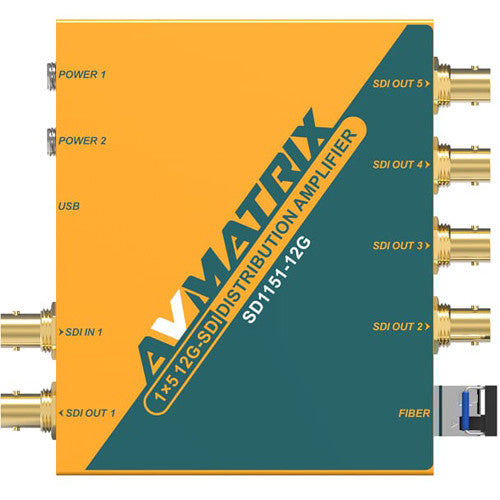 AVMATRIX SD1151-12G 12G-SDI 1x5 Reclocking Distribution Amplifier