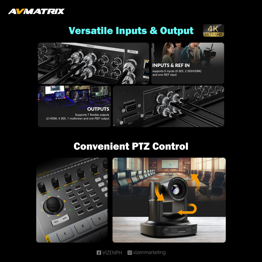 AVMATRIX SHARK S8X PLUS 8-Channel SDI/HDMI Portable Video Switcher with 17.3"" Display