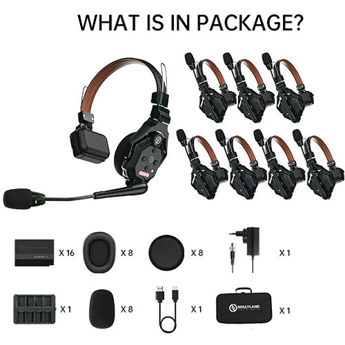 Hollyland Solidcom C1 Pro-8S Full-Duplex Wireless Intercom System with 8 Headsets (1.9 GHz) (WITHOUT HUB)