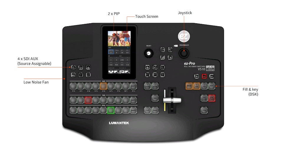 Lumantek ez-Pro VS10 3G-SDI/HDMI Video Switcher with 5" LED Touchscreen