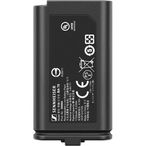 Sennheiser BA 70 Rechargeable Battery Pack for EW-D Bodypack and Handheld Transmitters