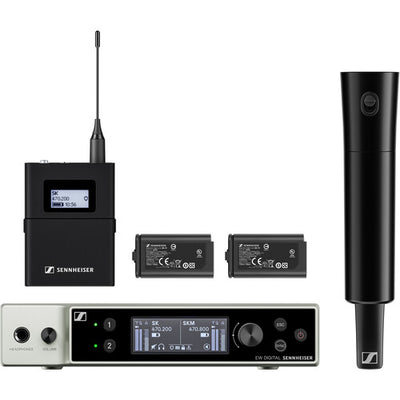 Sennheiser EW-DX SK/ SKM-S BASE SET Dual-Channel Digital Wireless System with Bodypack & Handheld Transmitters, No Mics (R1-9: 520 to 607 MHz)