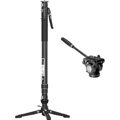 YC Onion Pineta Pro Carbon Fiber Monopod with Pedal Base and FH60 Fluid Head with Free Limeta PB20C1 Air
