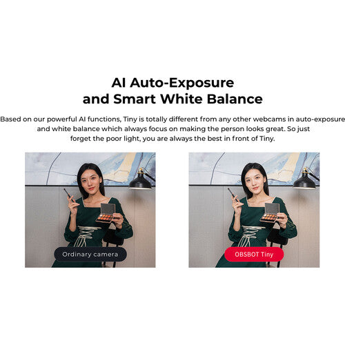 OBSBOT Tiny AI-Powered PTZ Webcam (Black)