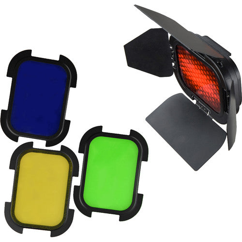 Godox BD-07 Barndoor Kit with 4 Color Gels for AD200 Speedlight Head
