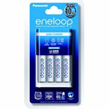 Panasonic Eneloop Basic Charger K-KJ18MCC40T with AA Rechargeable Battery Pack of 4 (White)