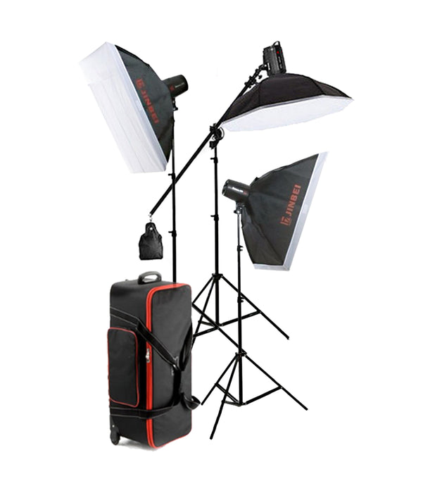 Jinbei Spark III-400 Flash Studio Strobe Package 3 Heads Kit (Built-in 2.4 GHz wireless receiver)